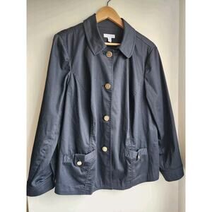 Chapter Club Womens Jacket Blazer Black Size 1X